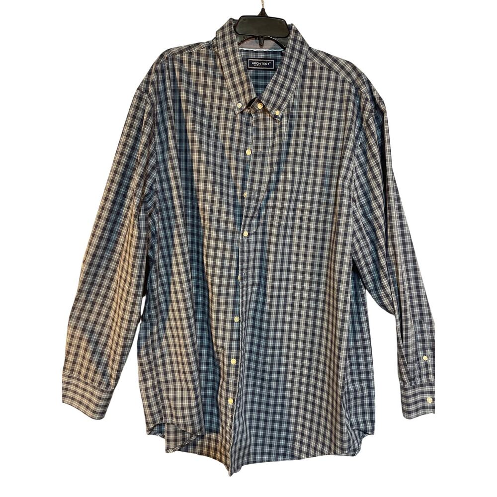 Architect brand men’s long sleeve button down collar front button shirt